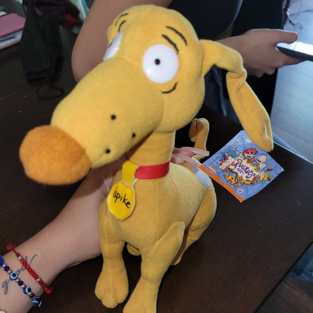 Spike Rugrats Poseable Ears and Tail. Puppy dog plush toy Vintage 2000